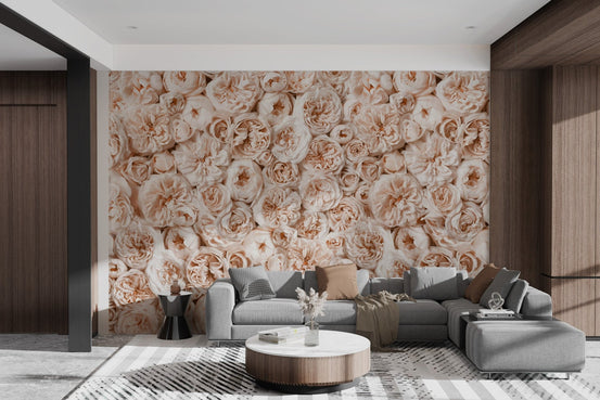 Vintage Peach Floral Wallpaper - Wallanza