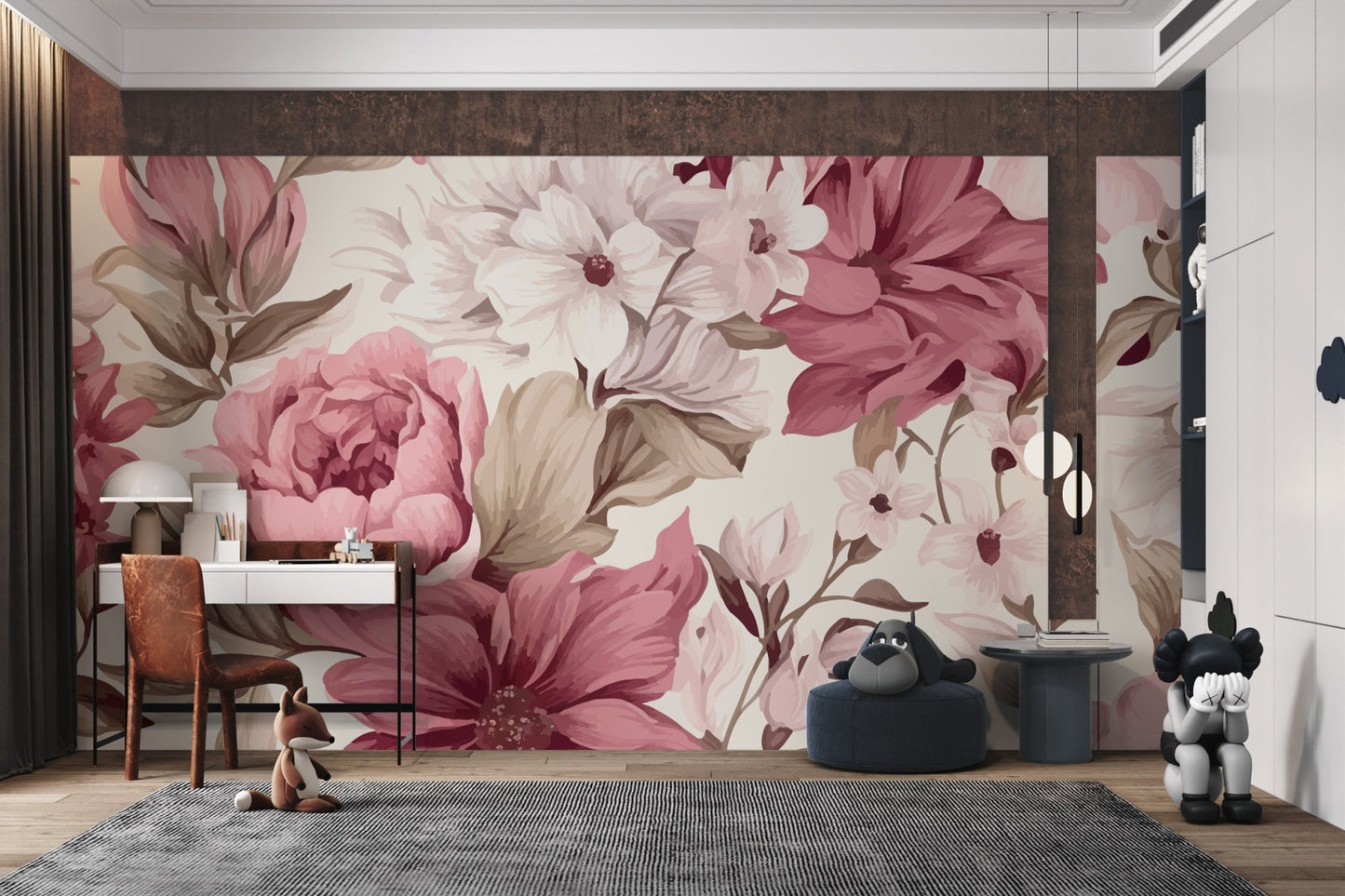 Vintage Pink Floral Wallpaper - Wallanza