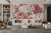 Vintage Pink Floral Wallpaper - Wallanza