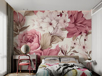 Vintage Pink Floral Wallpaper - Wallanza