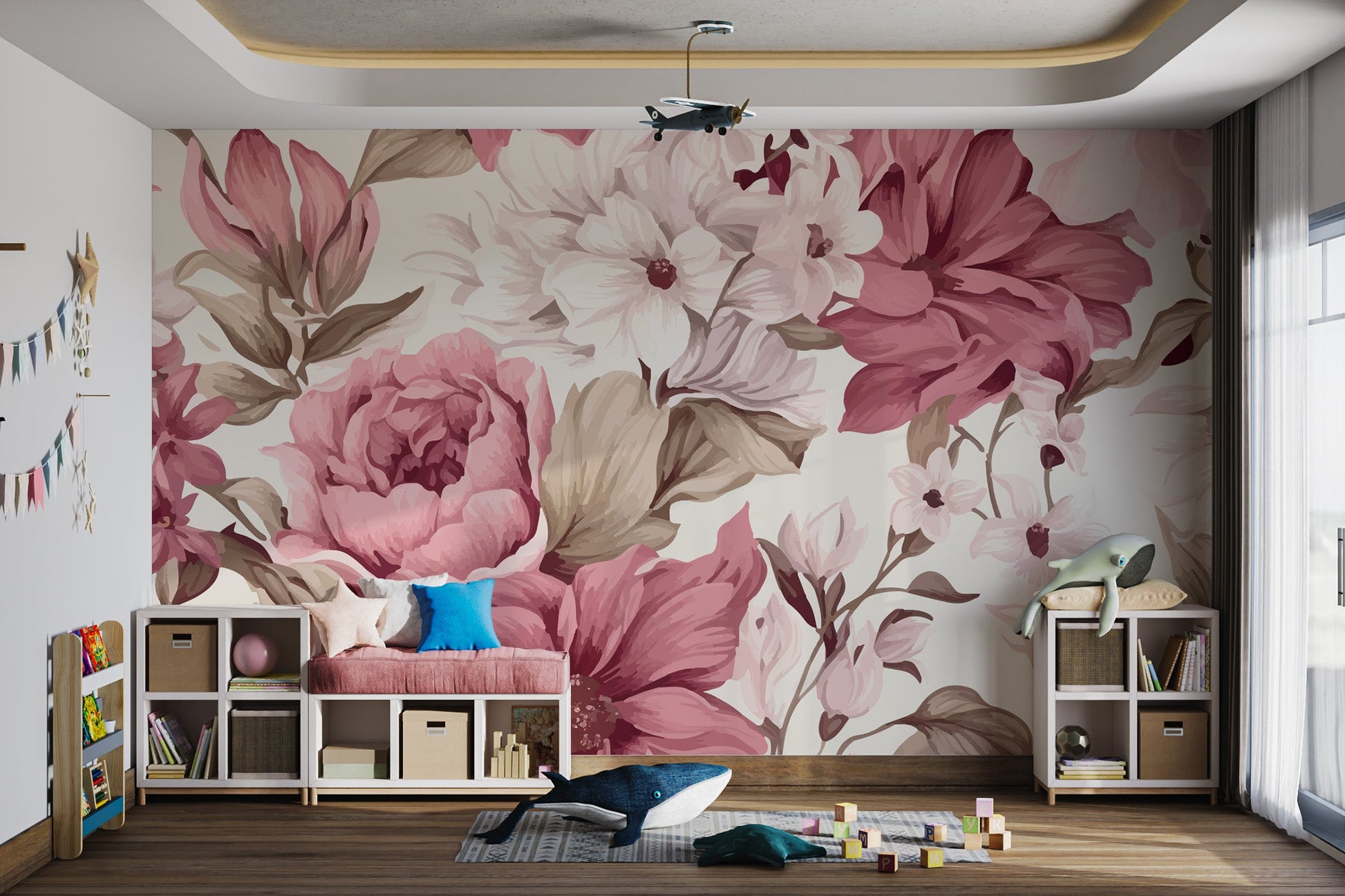 Vintage Pink Floral Wallpaper - Wallanza