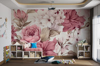Vintage Pink Floral Wallpaper - Wallanza