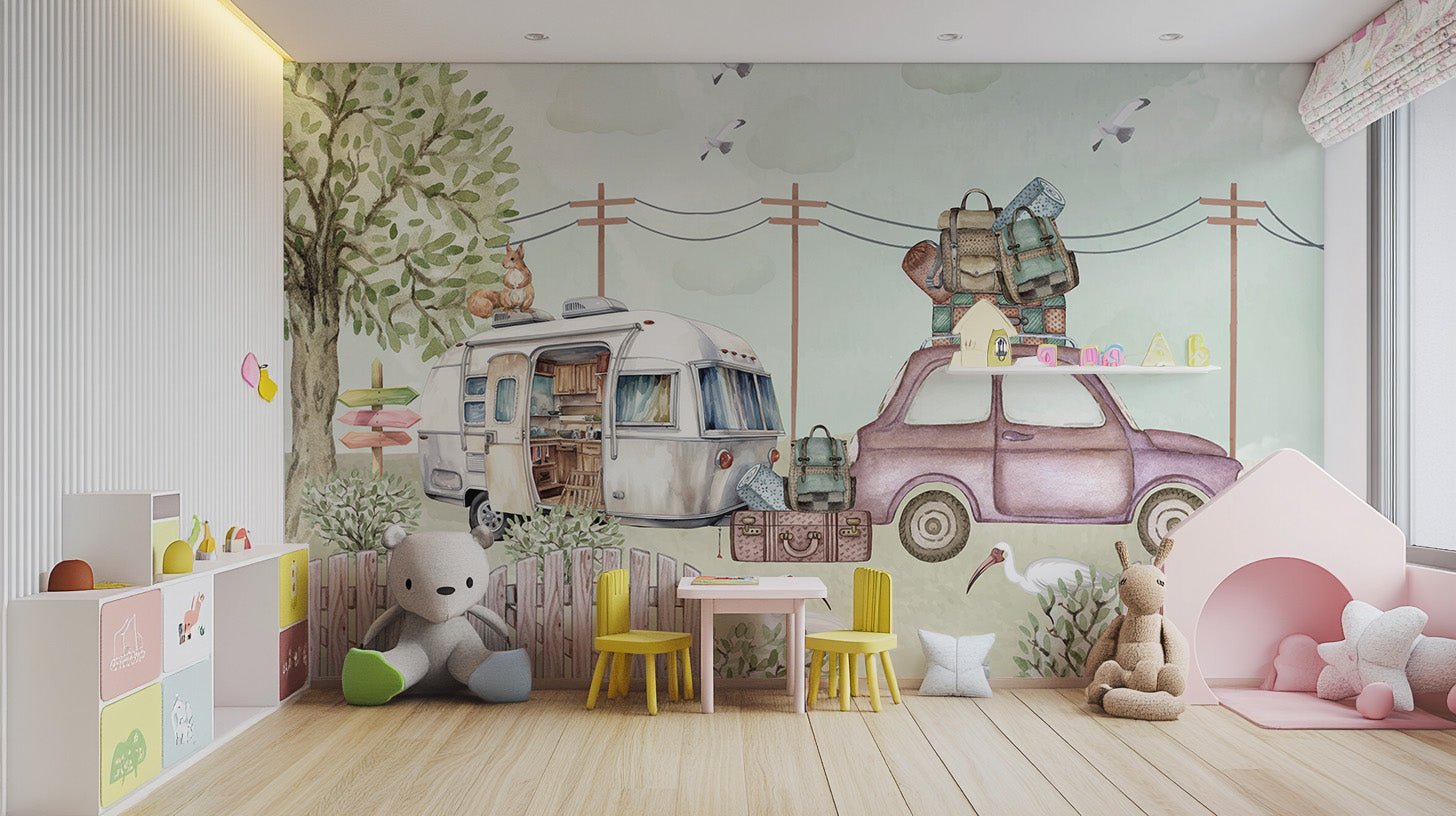 Vintage Road Trip Wallpaper Mural - Wallanza