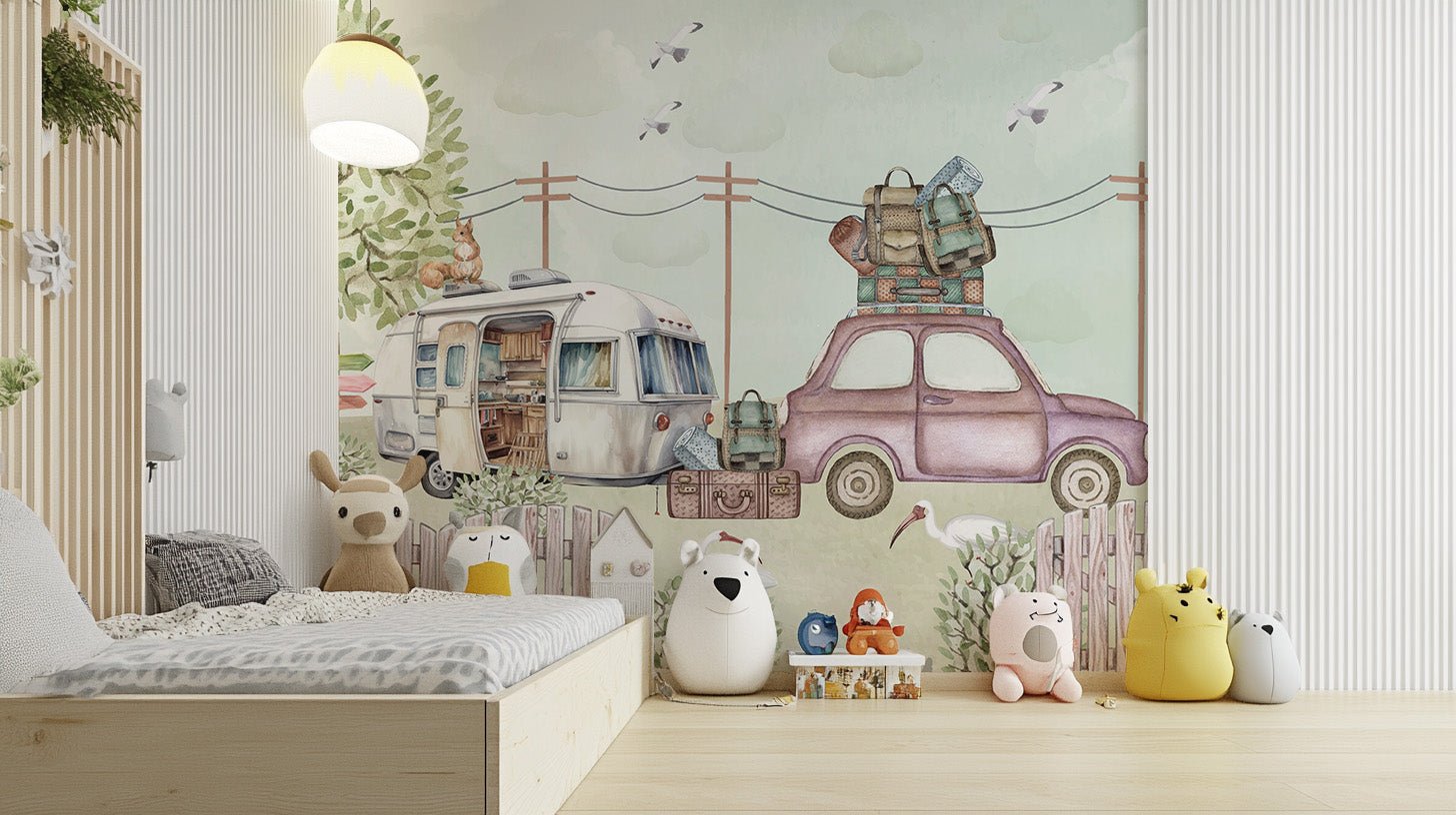 Vintage Road Trip Wallpaper Mural - Wallanza