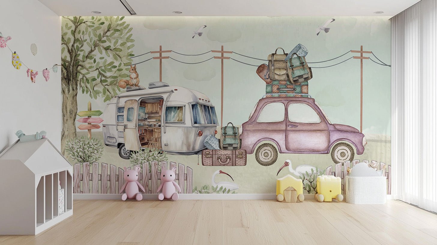 Vintage Road Trip Wallpaper Mural - Wallanza