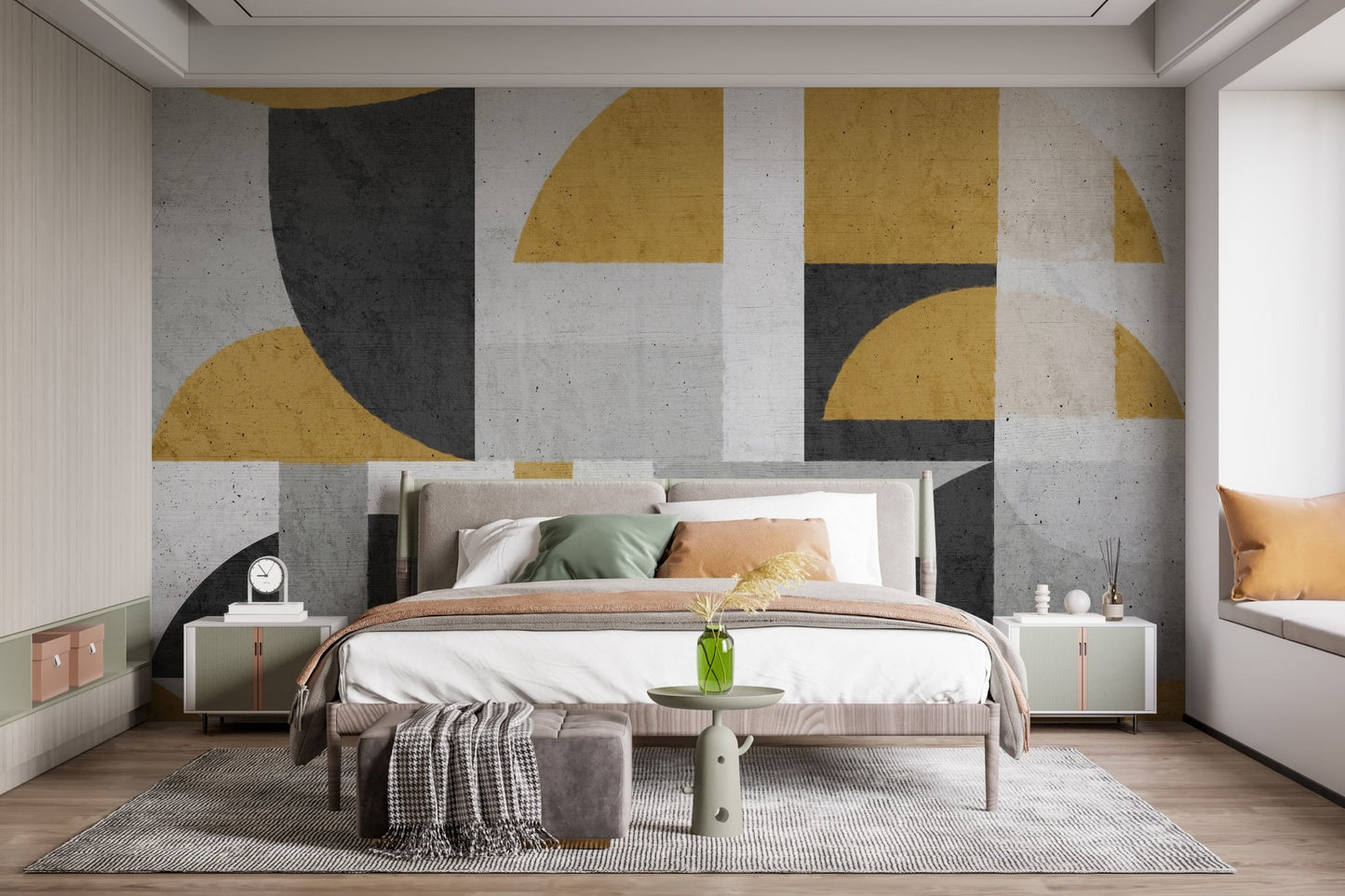 Minimal geometric wall mural in earthy color palette wallpaper.