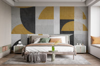 Minimal geometric wall mural in earthy color palette wallpaper.