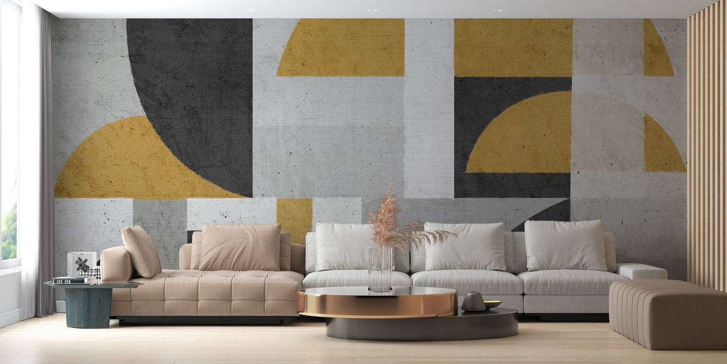 Textured vintage wallpaper with semicircle patterns wall mural.