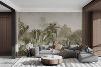 Scenic Tropical Jungle Wallpaper with exotic flora murals