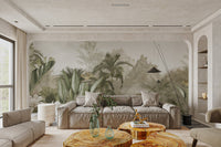 Lush botanical wallpaper murals in soft vintage tone mural