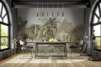 Elegant palm leaf wallpaper murals in earthy shades