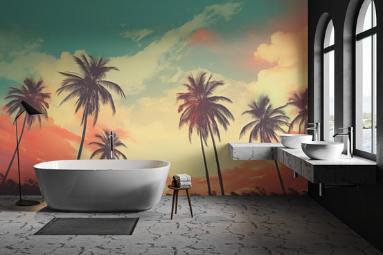 Scenic sunset wallpaper depicting a quiet tropical evening.