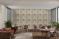 Wildflower tile design in a charming vintage wall mural