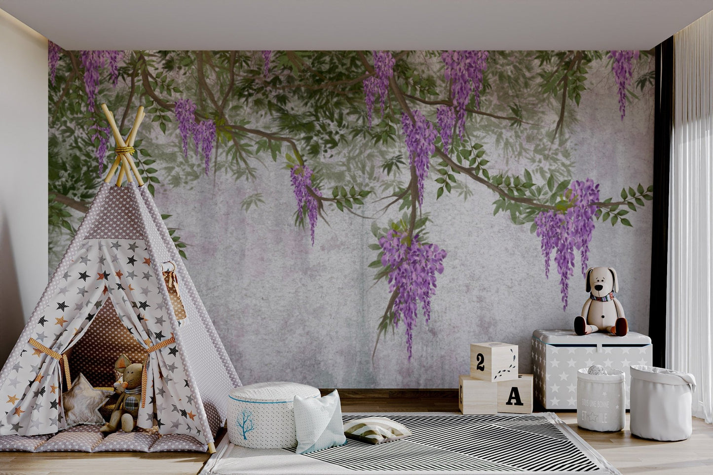 Vintage Wisteria Flower Wallpaper - Wallanza