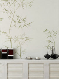 Zen style bamboo tree wallpaper for a calm and organic interior look.