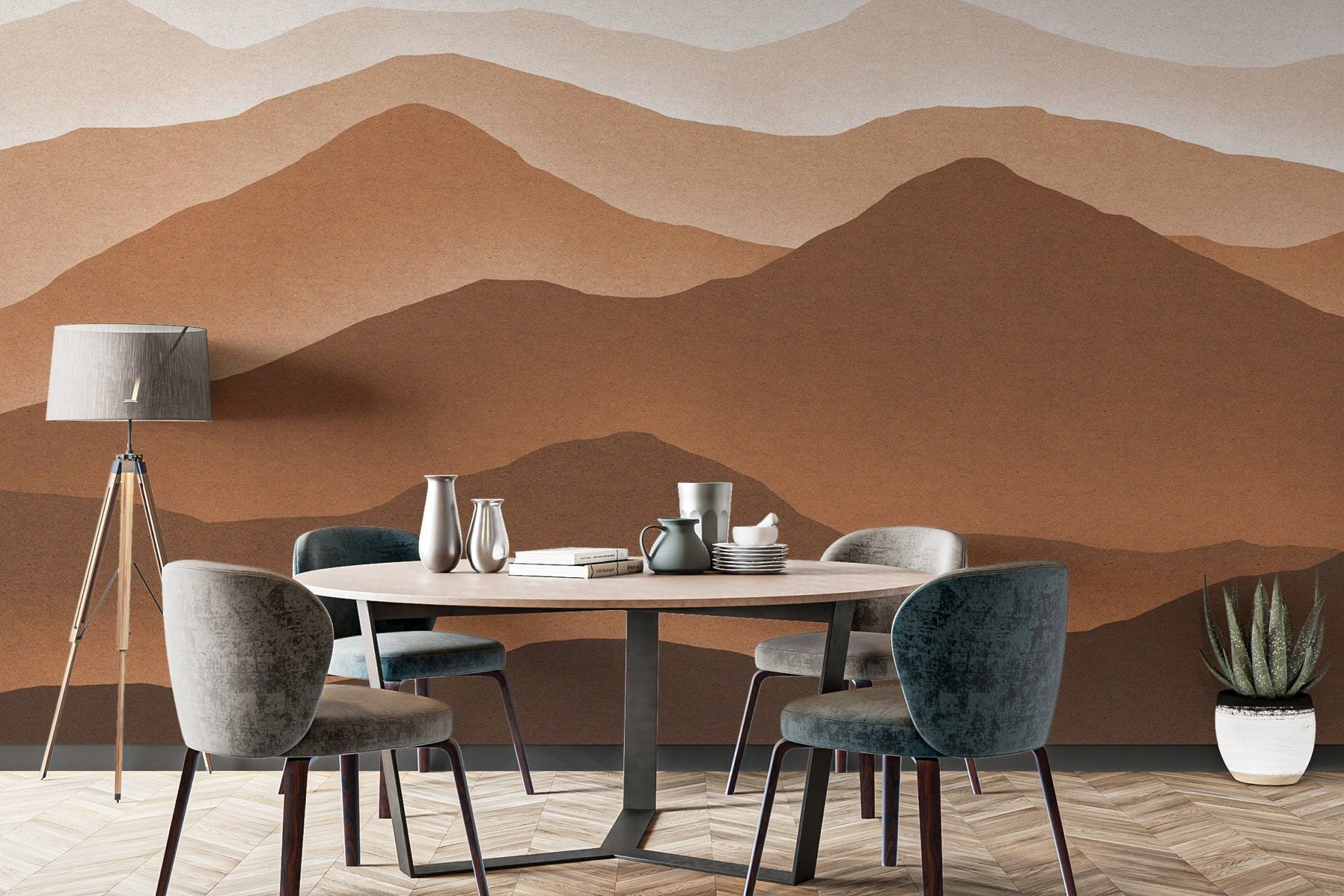 Watercolor Brown Mountains Wallpaper - Wallanza