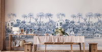 Watercolor Coastal Village Wallpaper - Wallanza