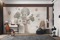 Study area showing the tree house and balloon wall mural.