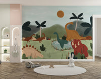 Watercolor Dinosaur Wall Mural - Wallanza