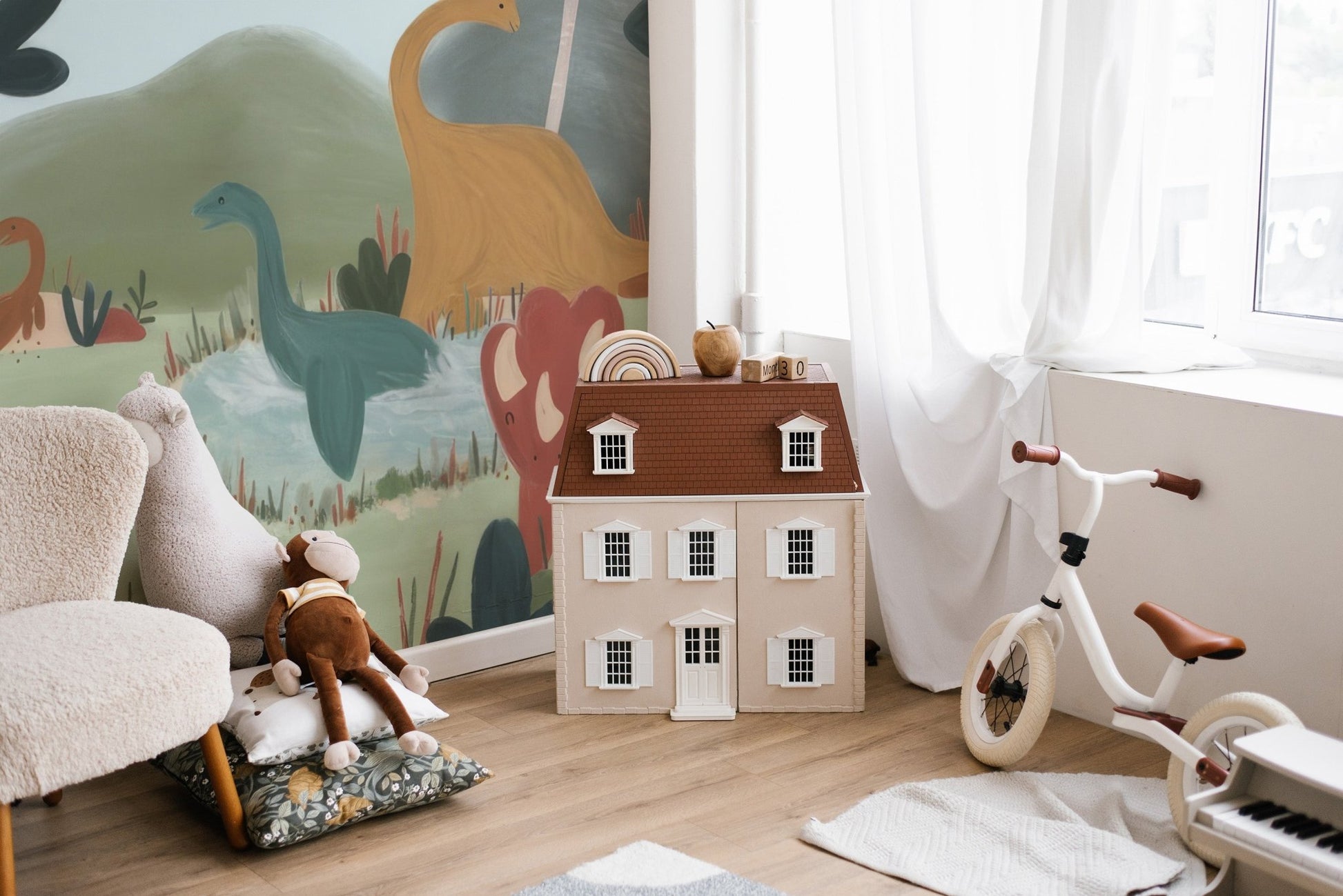 Watercolor Dinosaur Wall Mural - Wallanza