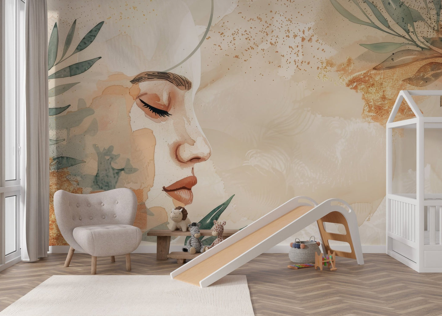 Watercolor Feminine Portrait Wallpaper - Wallanza