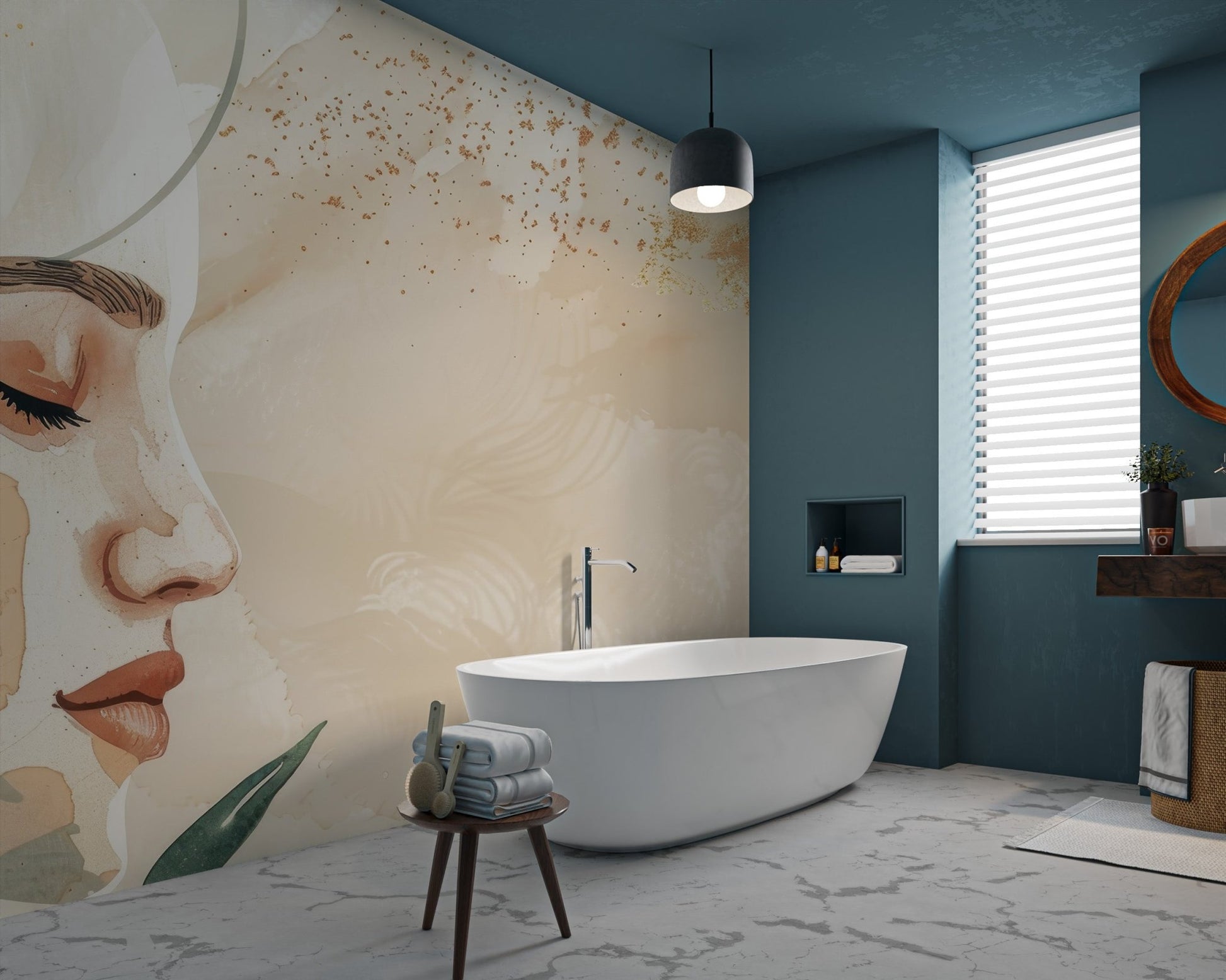 Watercolor Feminine Portrait Wallpaper - Wallanza