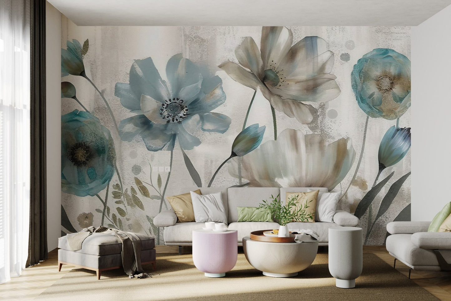 Watercolor Floral Botanical Wall Mural - Wallanza