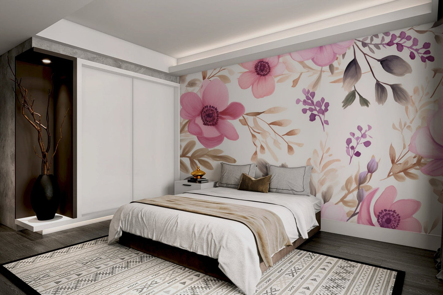 Watercolor Floral Pattern Wallpaper - Wallanza