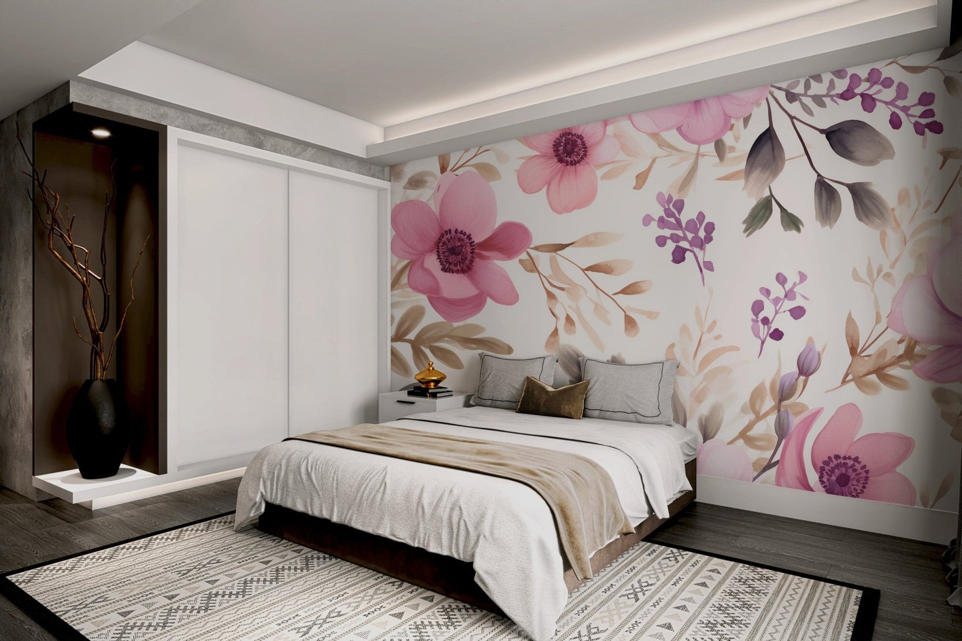 Watercolor Floral Pattern Wallpaper - Wallanza