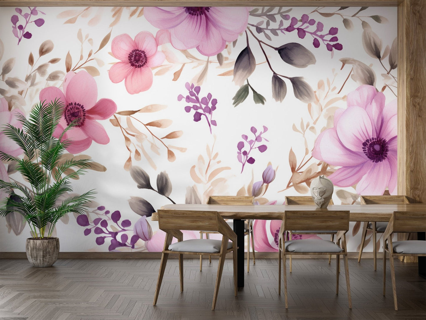 Watercolor Floral Pattern Wallpaper - Wallanza
