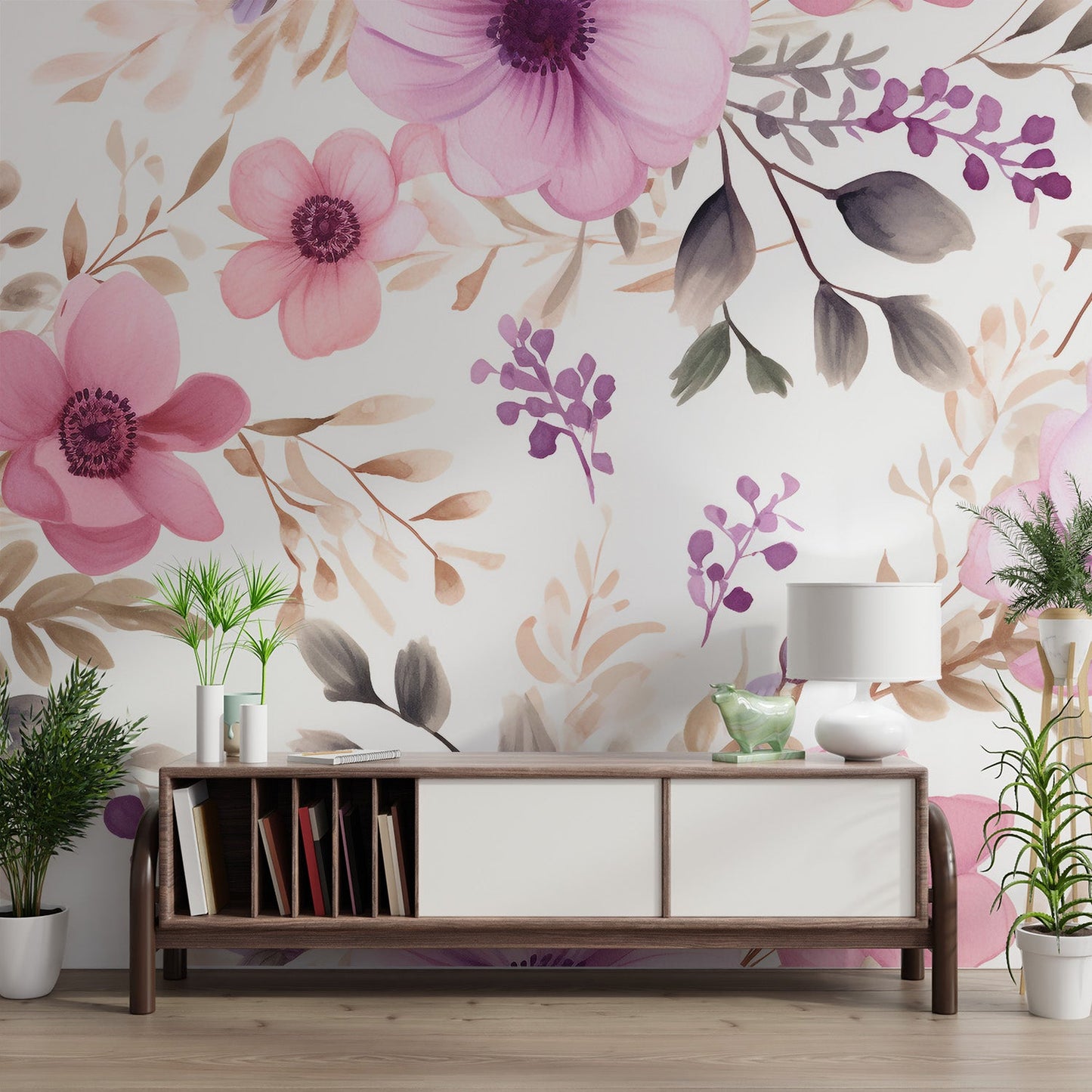Watercolor Floral Pattern Wallpaper - Wallanza