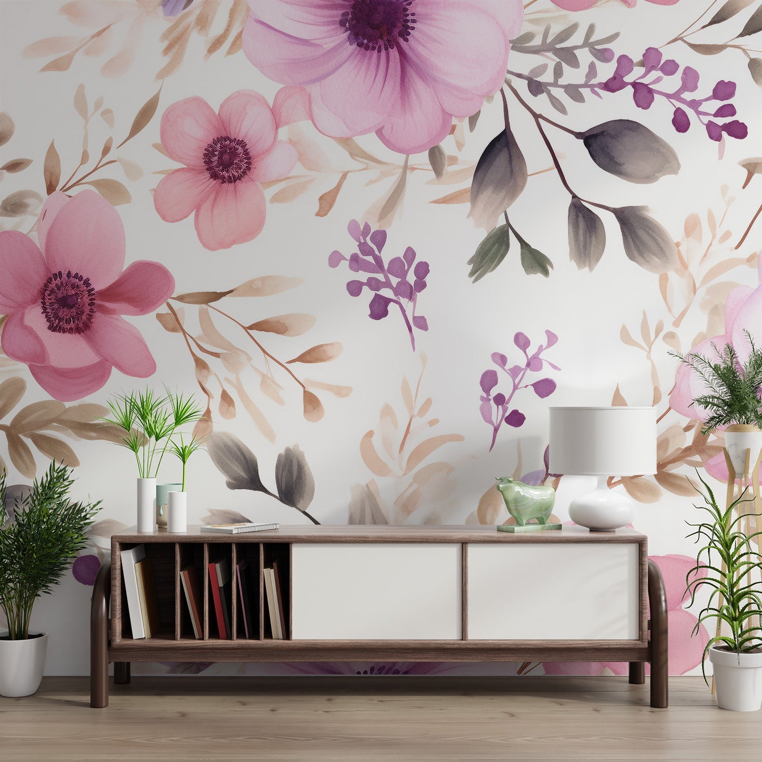 Watercolor Floral Pattern Wallpaper - Wallanza