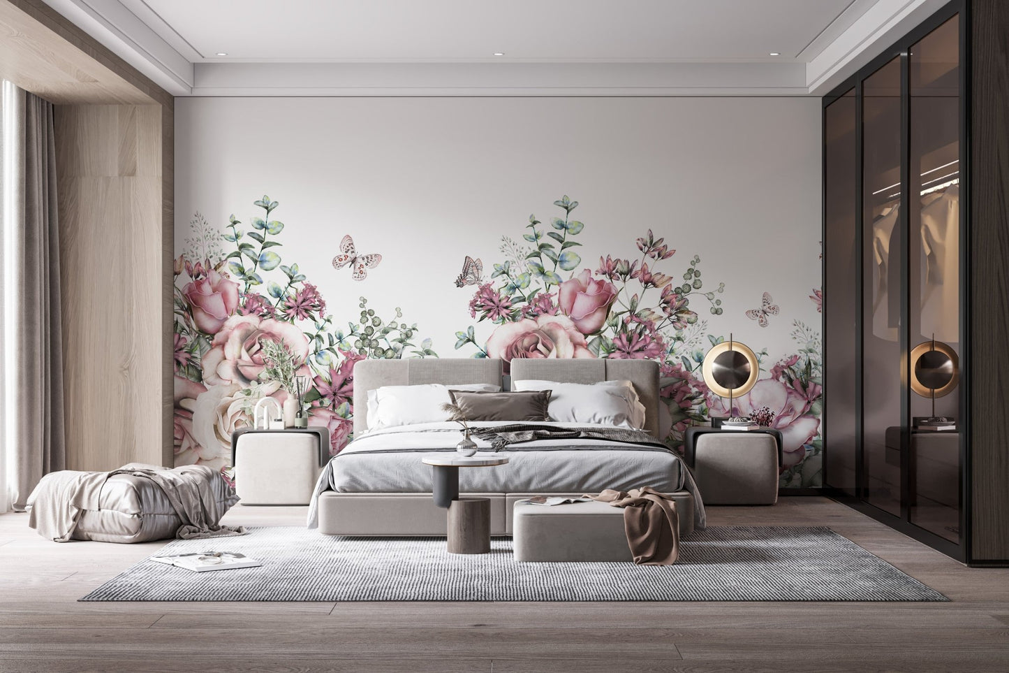 Watercolor floral view mural adding charm to stylish spaces.
