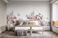 Scenic floral mural with watercolor artistry for modern walls.
