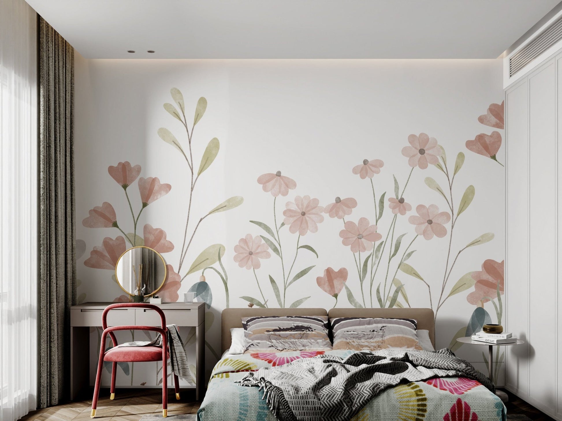 Watercolor Floral Wallpaper Mural - Wallanza