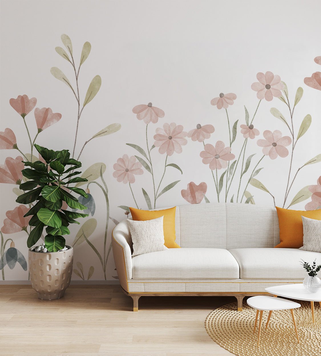 Watercolor Floral Wallpaper Mural - Wallanza