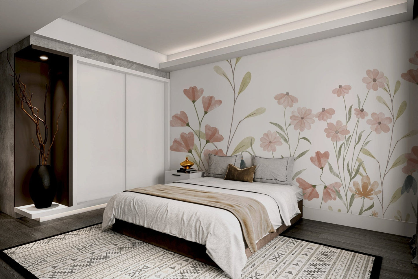 Watercolor Floral Wallpaper Mural - Wallanza