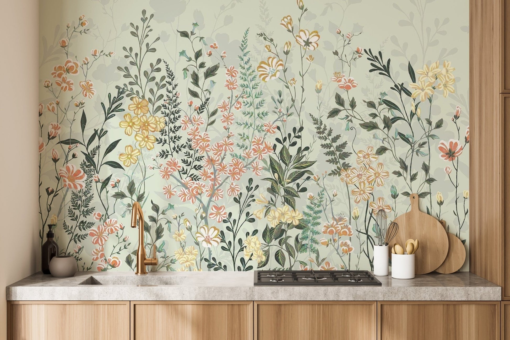 Watercolor Flower Meadow Wallpaper - Wallanza