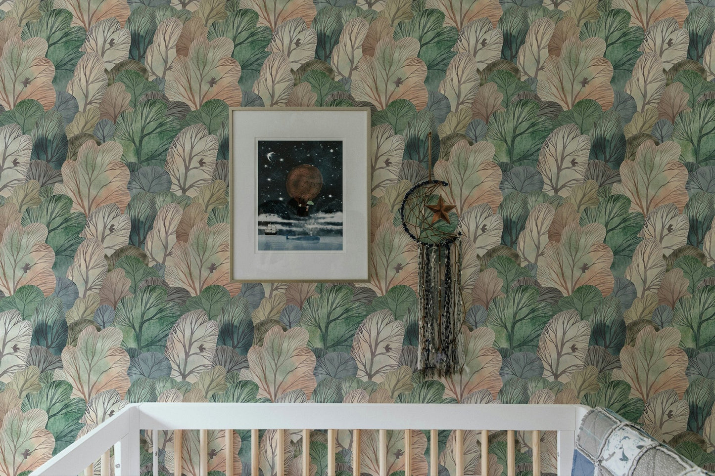 Watercolor Forest Cute Seamless Pattern Leaf Wallpaper