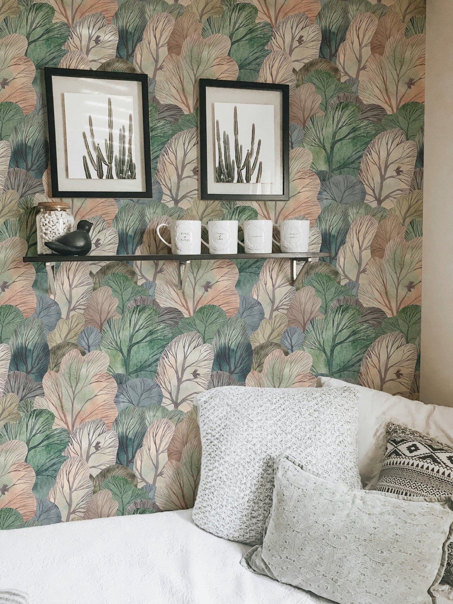 Watercolor Forest Cute Seamless Pattern Leaf Wallpaper