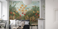 Plants and Flowers Wall Mural in contemporary living interior.