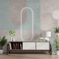 Large scale Watercolor Geometric Wall Mural for contemporary living room.