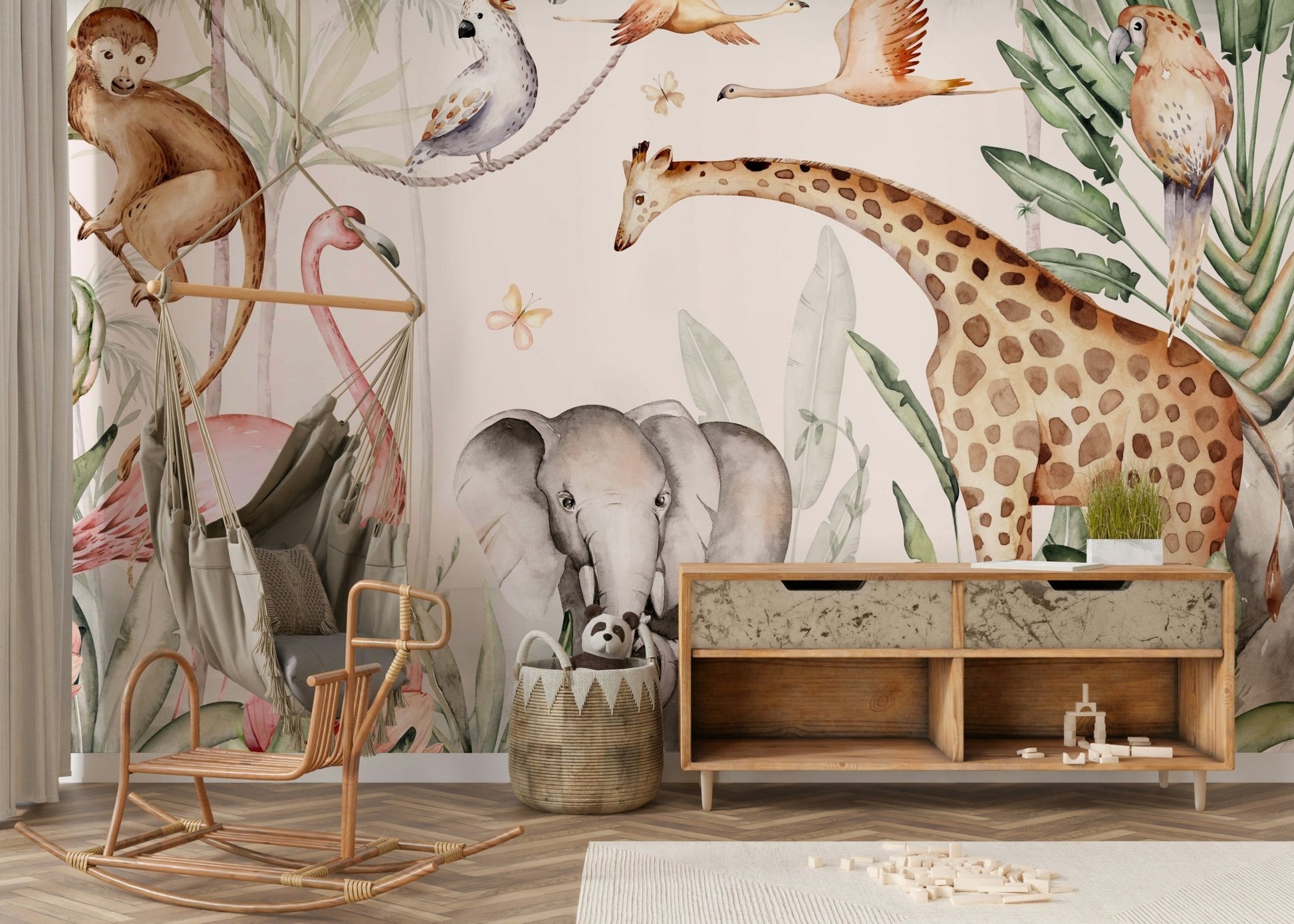 Light airy background with colorful marine foliage for modern spaces.