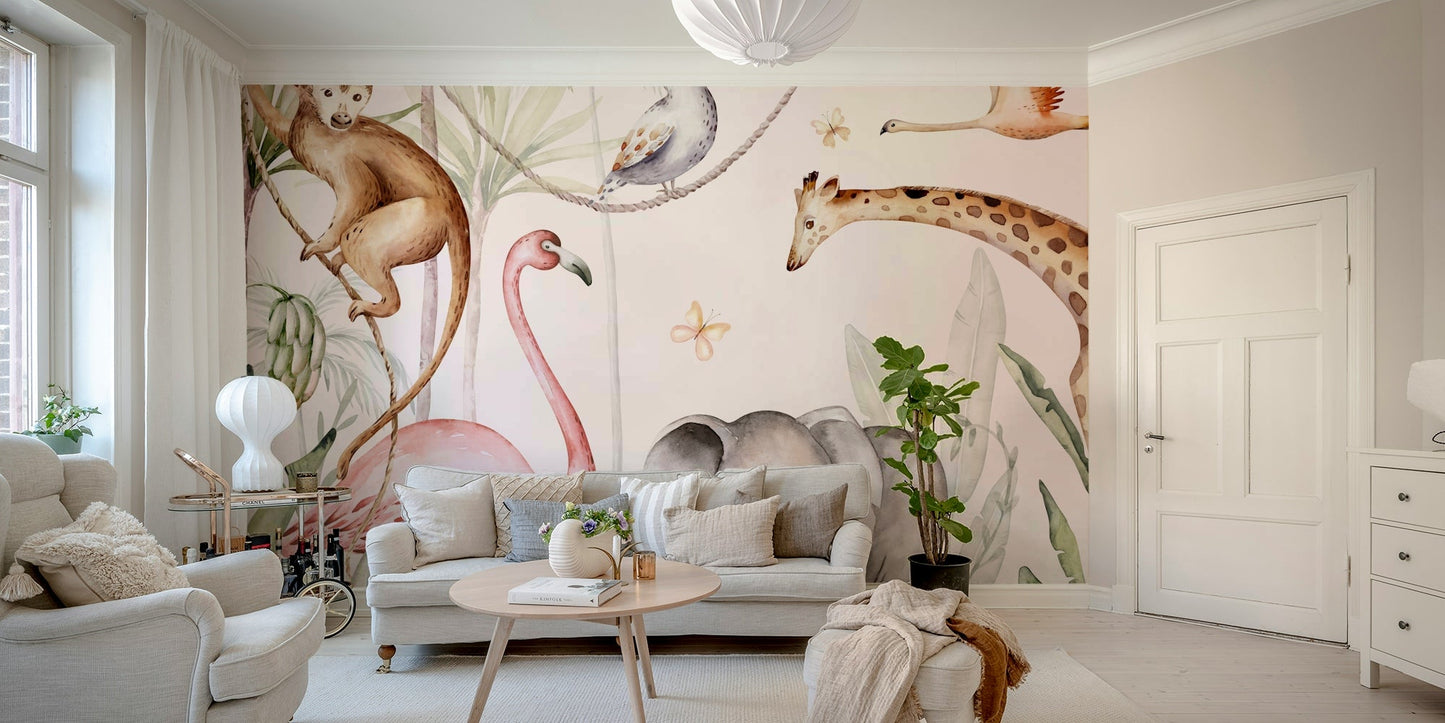 Serene Underwater Dreams wall mural in a modern living room.