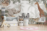 Hand-painted exotic jungle scene wall murals.