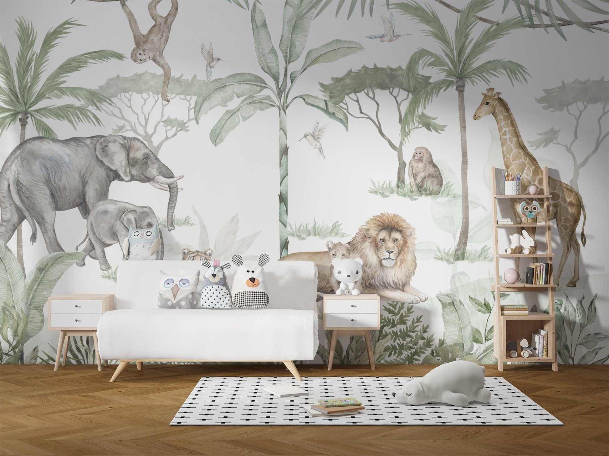 Watercolor Jungle Safari Wallpaper - Wallanza