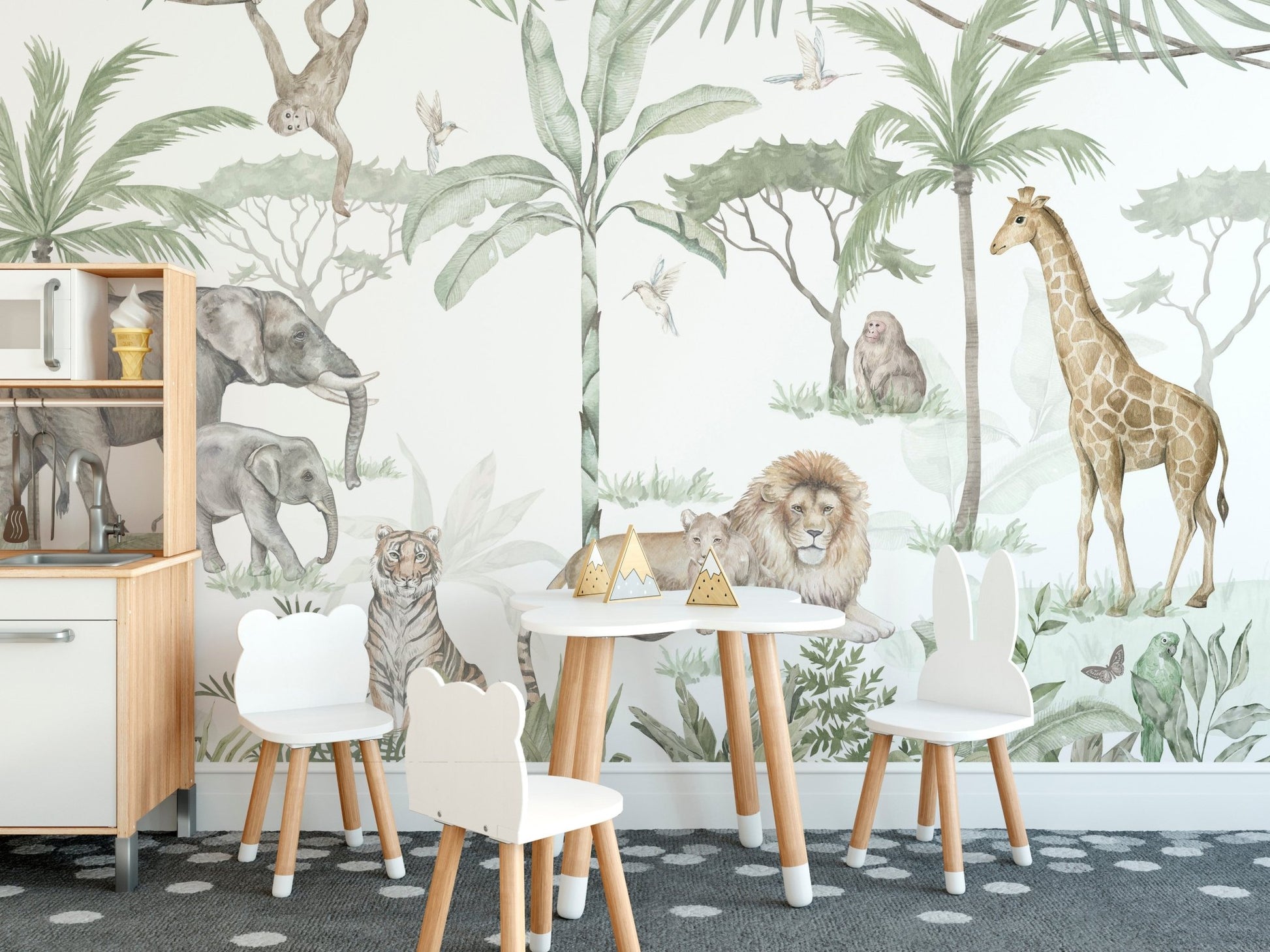 Watercolor Jungle Safari Wallpaper - Wallanza