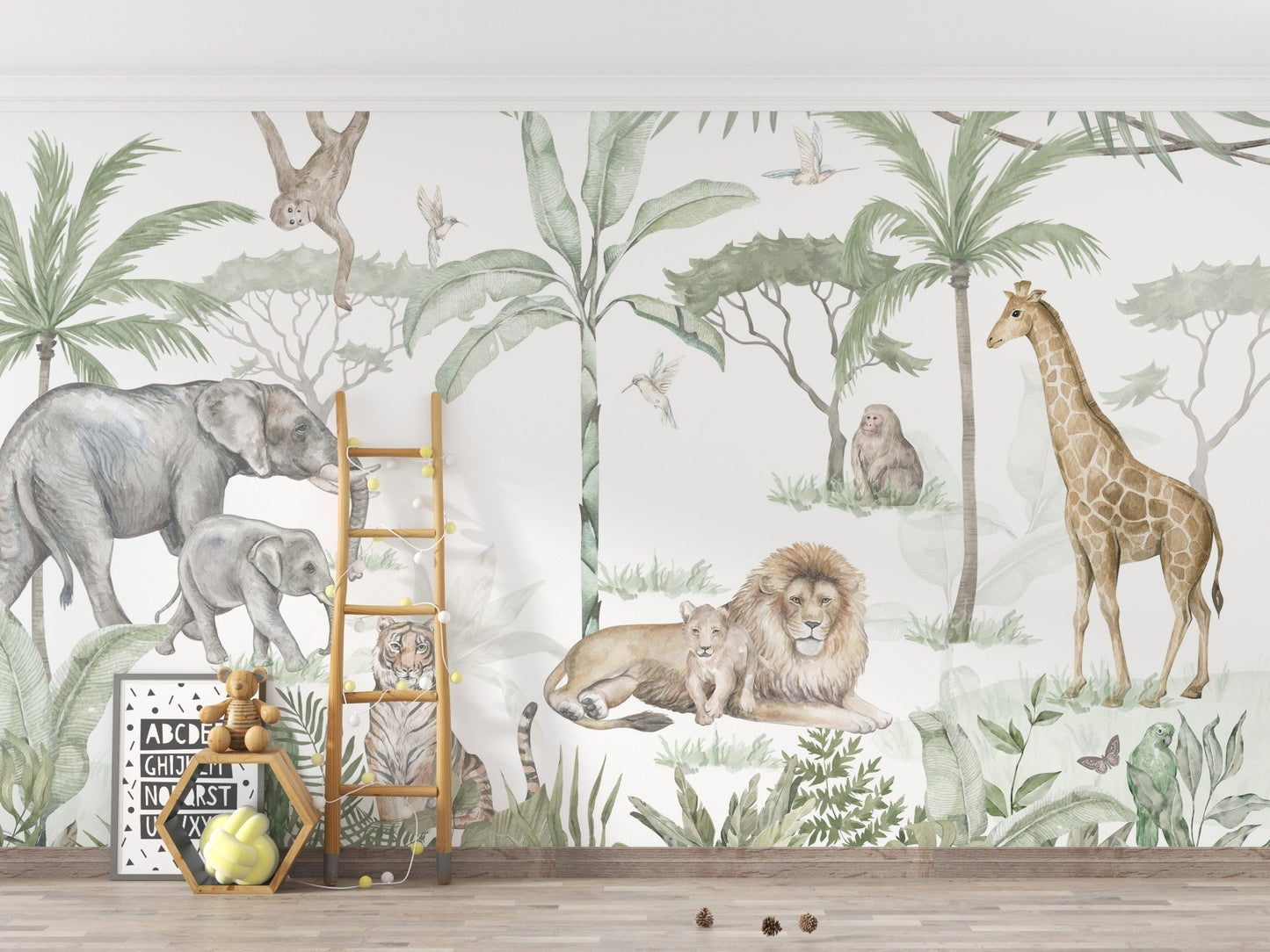Watercolor Jungle Safari Wallpaper - Wallanza
