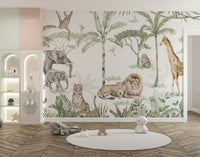 Watercolor Jungle Safari Wallpaper - Wallanza
