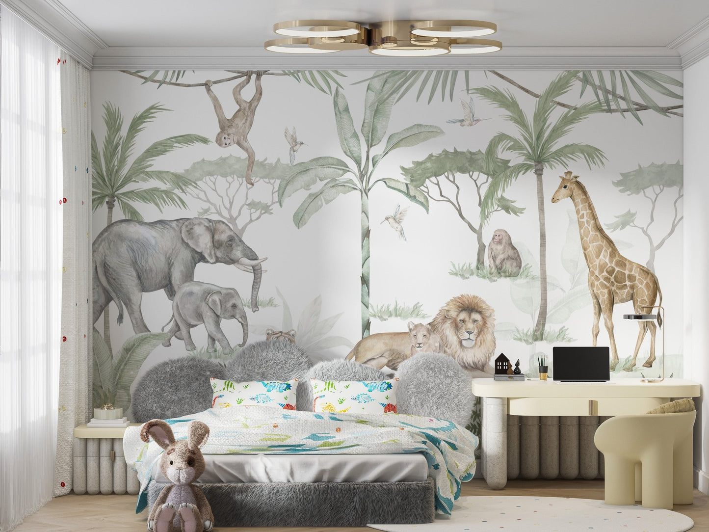 Watercolor Jungle Safari Wallpaper - Wallanza